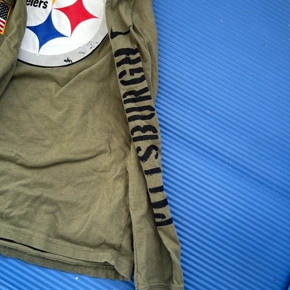 NIKE STEELERS OLIVE SALUTE TO SERVICE LONG SLEEVE T SHIRT. Kids 10/12 - Picture 5 of 5